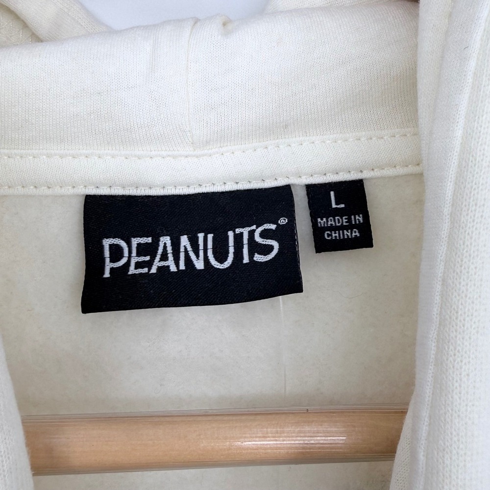 Peanuts Snoopy Gardening Cream Fleece Hooded Sweatshirt Woodstock Large NWT - Picture 3 of 7